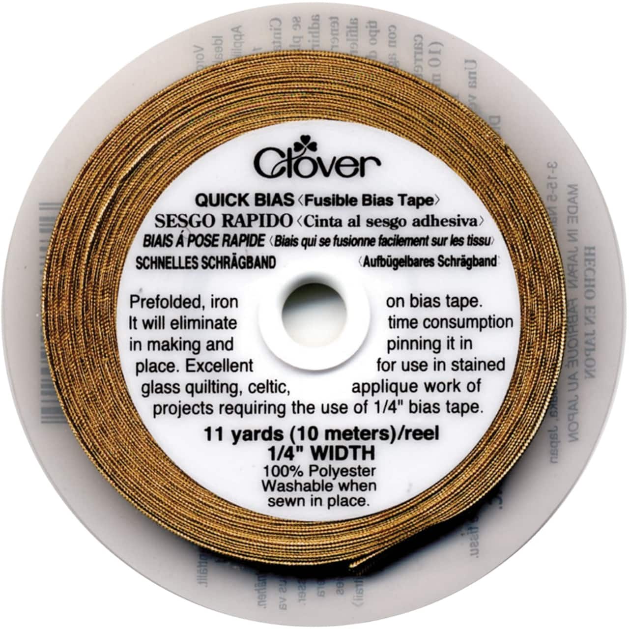Clover Gold Lamé Quick Bias Fusible Bias Tape, 1/4" x 11yd.